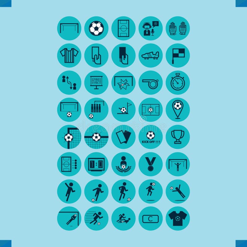 Set of Football Icons. Vector Illustration Decorative Design Stock