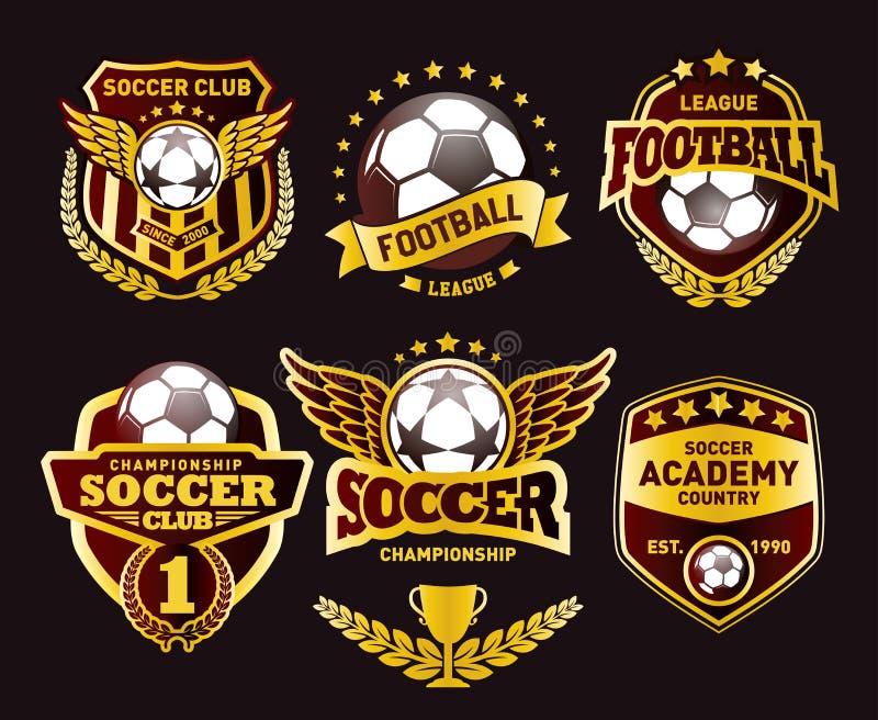 Set of Football Logo Design Templates, Soccer Vintage Golden Badge ...