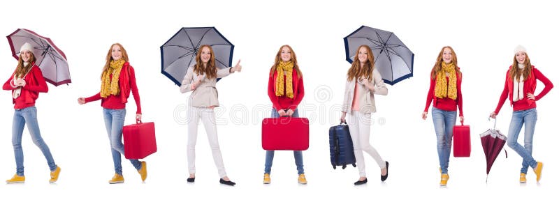 Set fotografie z kobietą i parasolem fotografia stock Set fotografie z kobietą i parasolem fotografia stock