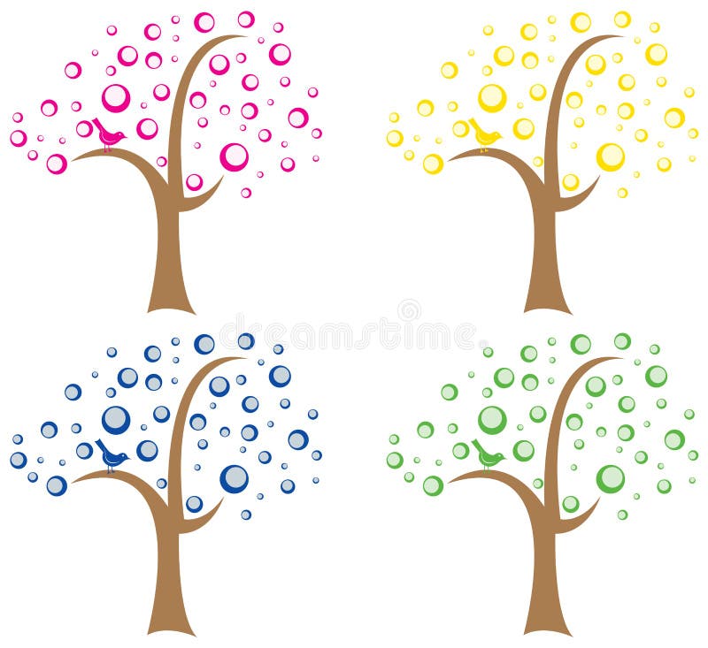 Set of Four Abstract Trees