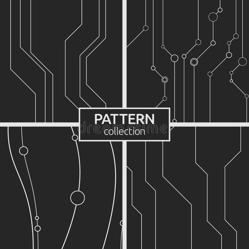 Set of four abstract vector seamless pattern with lines. vector illustration