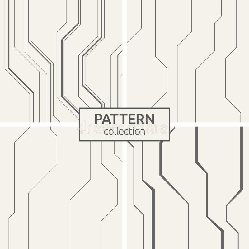 Set of four abstract vector seamless pattern of lines. royalty free illustration