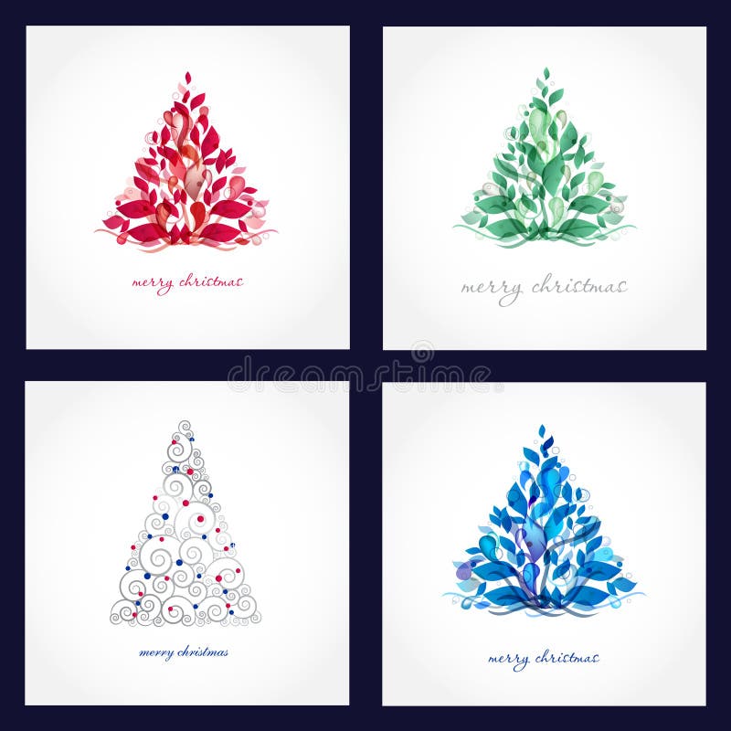 Set of four beautiful christmas cards vector illustration
