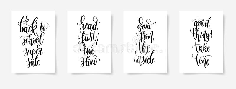 Set of Four Black and White Hand Lettering Concept Poster for Ba Stock ...