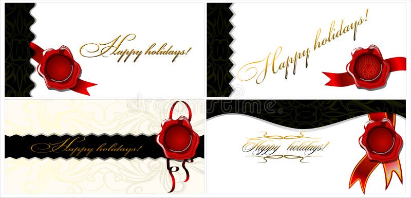 A set of four cards Happy holidays! 02 (vector)