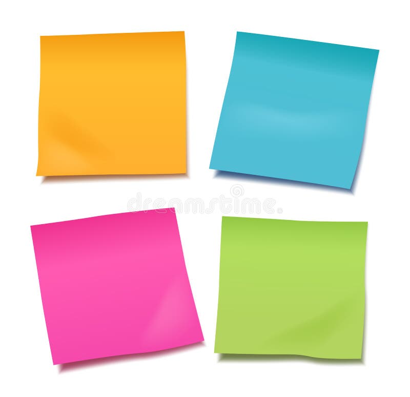 Set of four colorful vector blank post-it notes for your note or