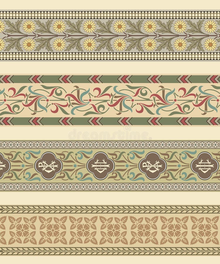 Set of four decorative borders royalty free illustration