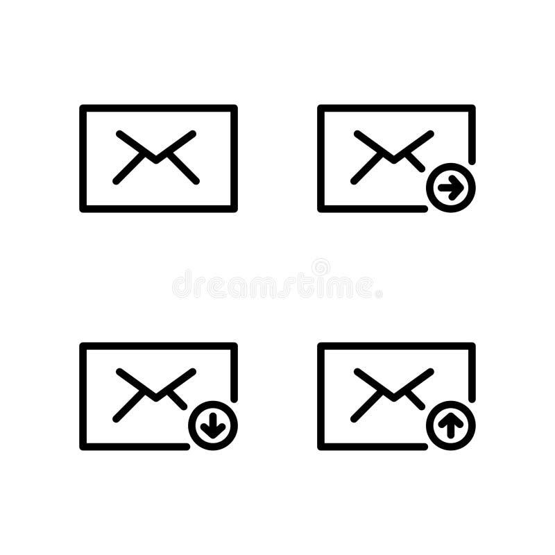 Email icon set. Email sent, Email upload and download. royalty free illustration