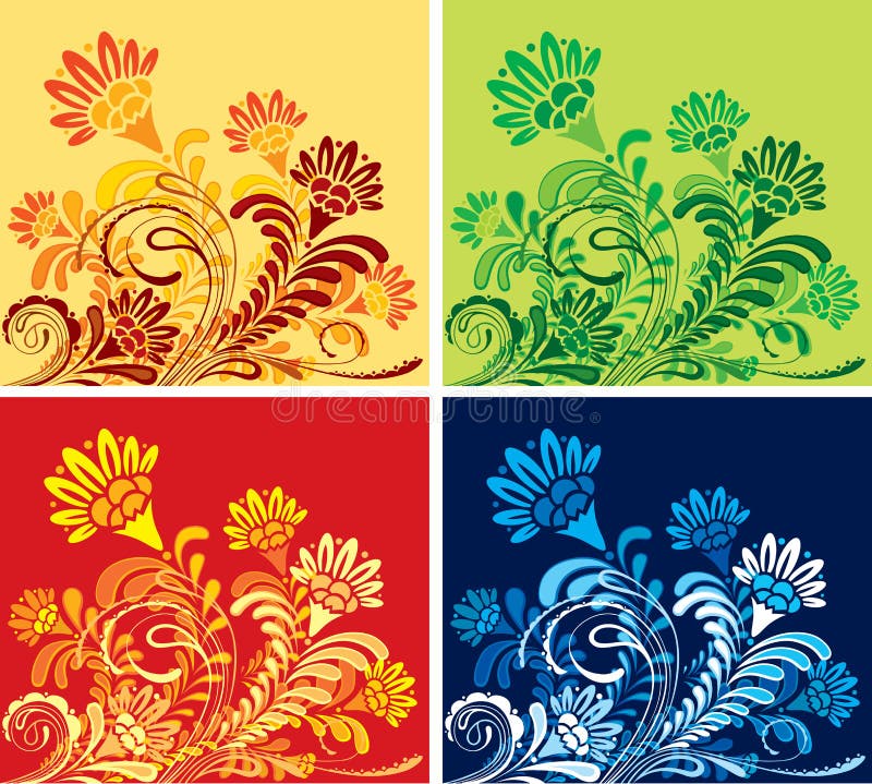 set of four floral seasonal backgrounds