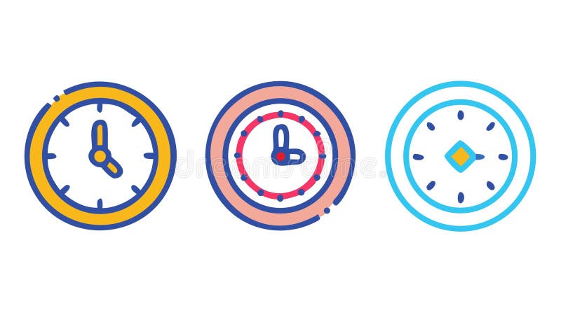Set of Four Modern Circular Clock Icons for Time Management, vector design Generative AI stock illustration