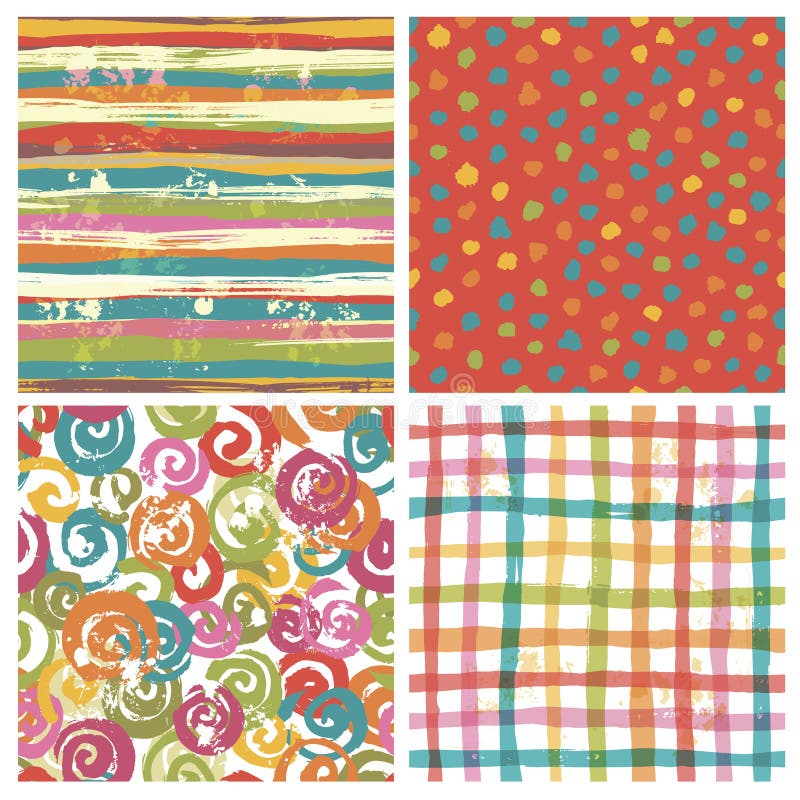 Set of four seamless bright patterns