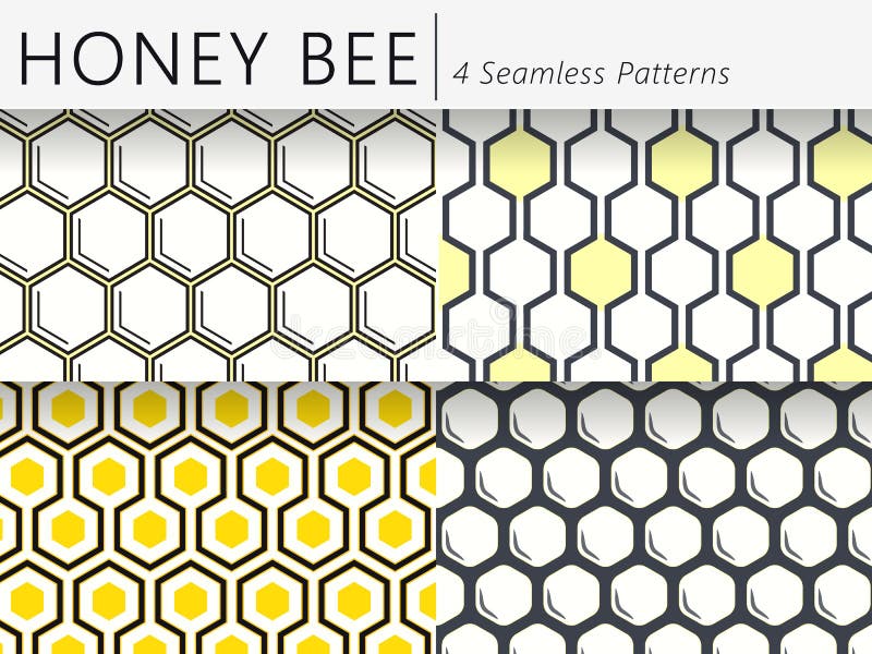 Set of Four Seamless Honeycomb Vector Patterns royalty free illustration