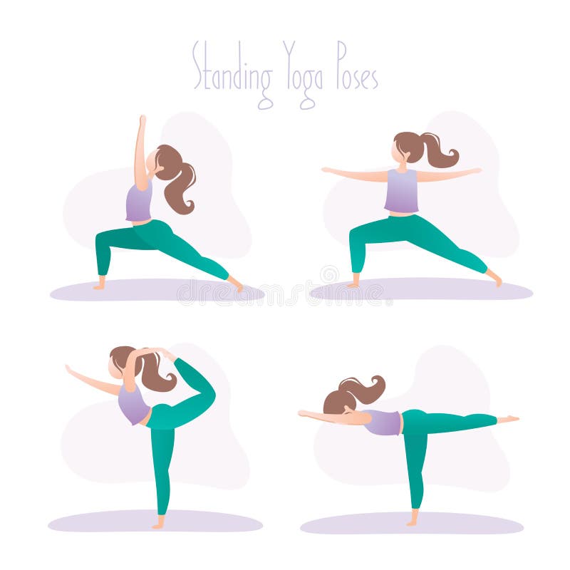 One Leg Standing Yoga Poses, Young Girl Practicing Yoga Asana Stock Vector  - Illustration of lady, fitness: 221349232