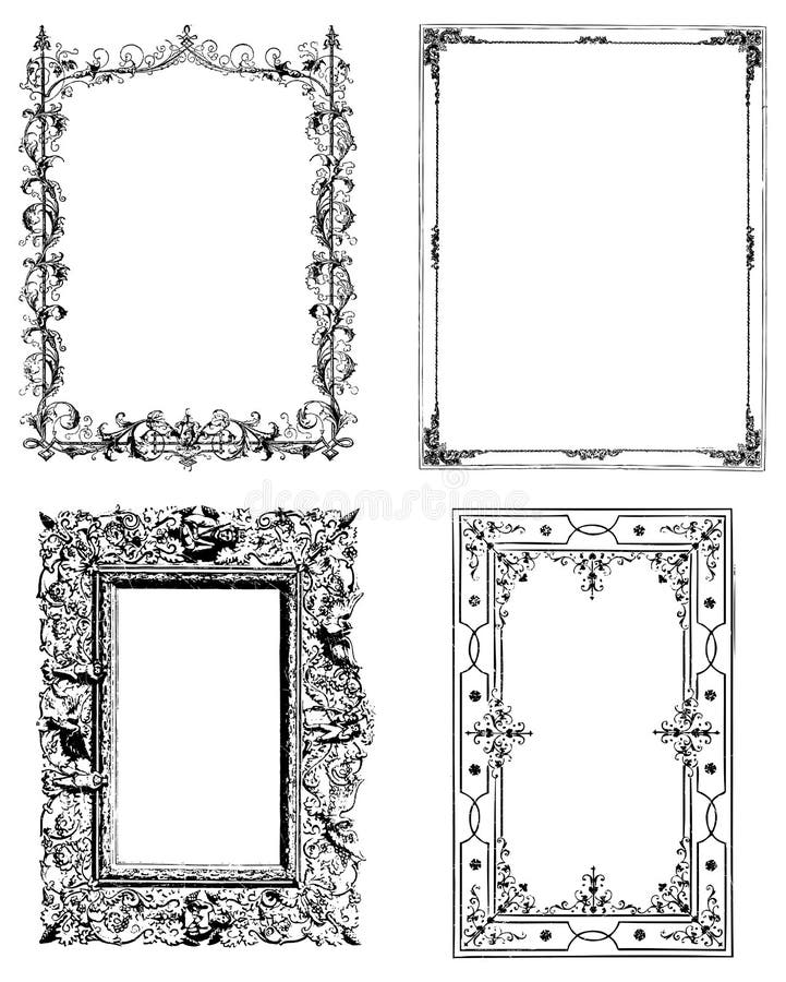 Set of Four Vintage Photo Frames Stock Illustration Illustration of