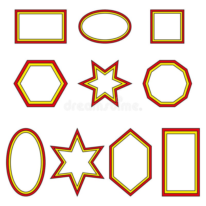 Set Frames. Simple Frames in Sketch Style. Vector Illustration. Stock