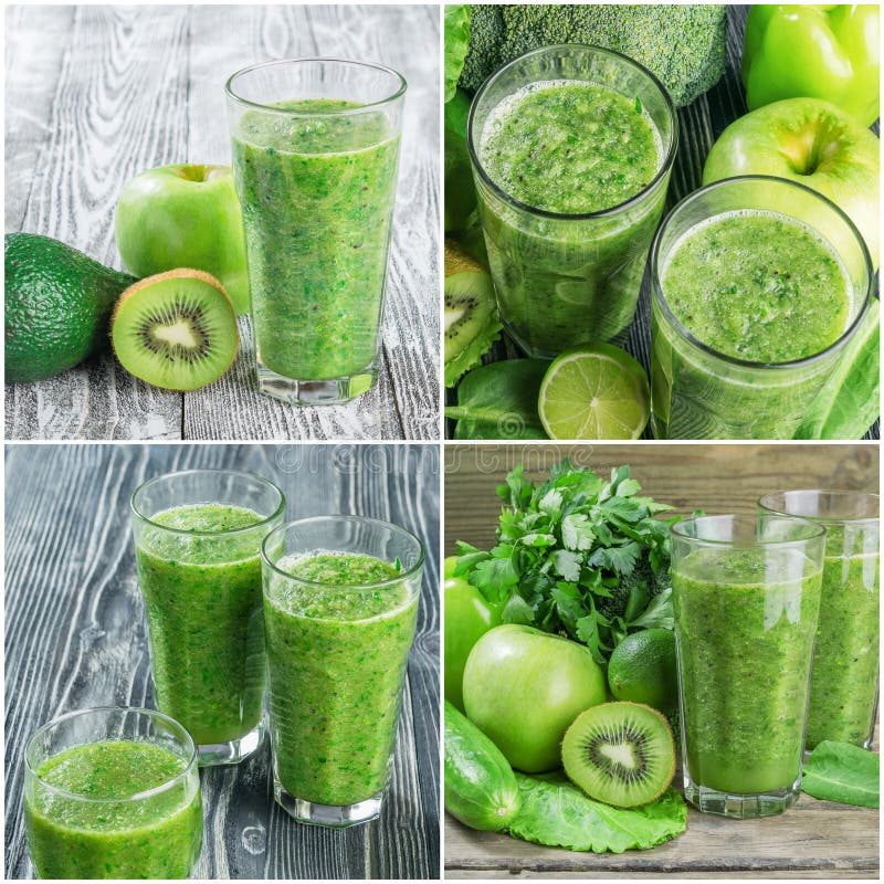 Set of Fresh Green Smoothie