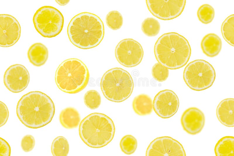 Set of Fresh Lemon Falling Down Isolated on White Background. Stock ...