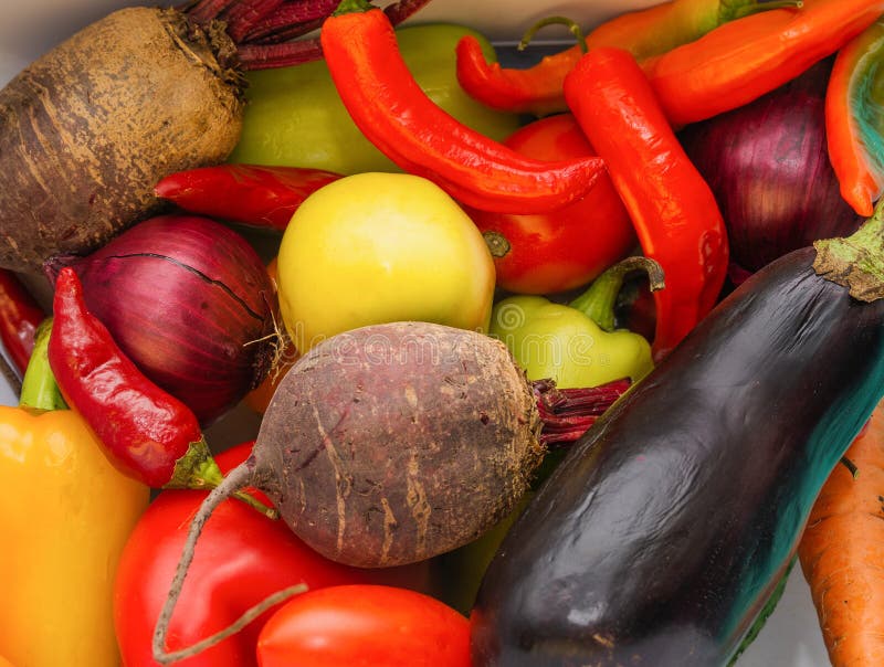 A Set of Fresh, Ripe Vegetables of Different Colors Stock Photo Image
