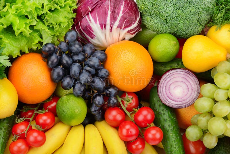 Set fruit and vegetable. Background royalty free stock photos