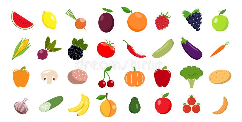 Set of fruits and vegetables royalty free illustration Set of fruits and vegetables royalty free illustration