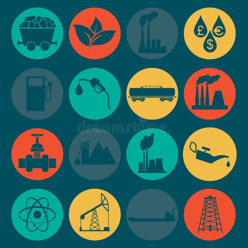 Set 16 Fuel and Energy Icons Stock Vector Illustration of infographic