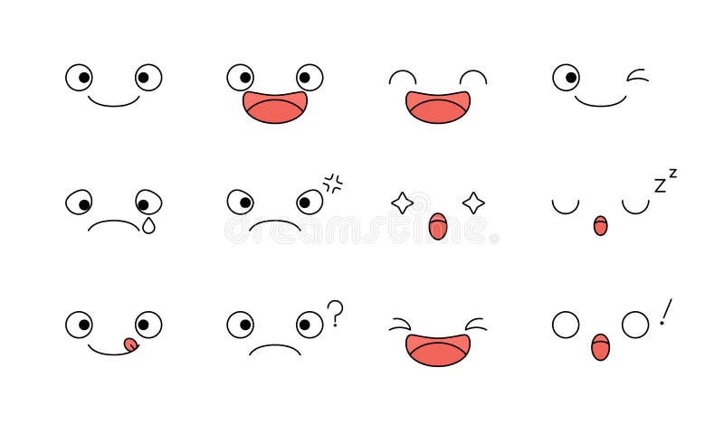 Set of Funny Cartoon Face Expressions. Stock Vector - Illustration of  funny, angry: 159000540