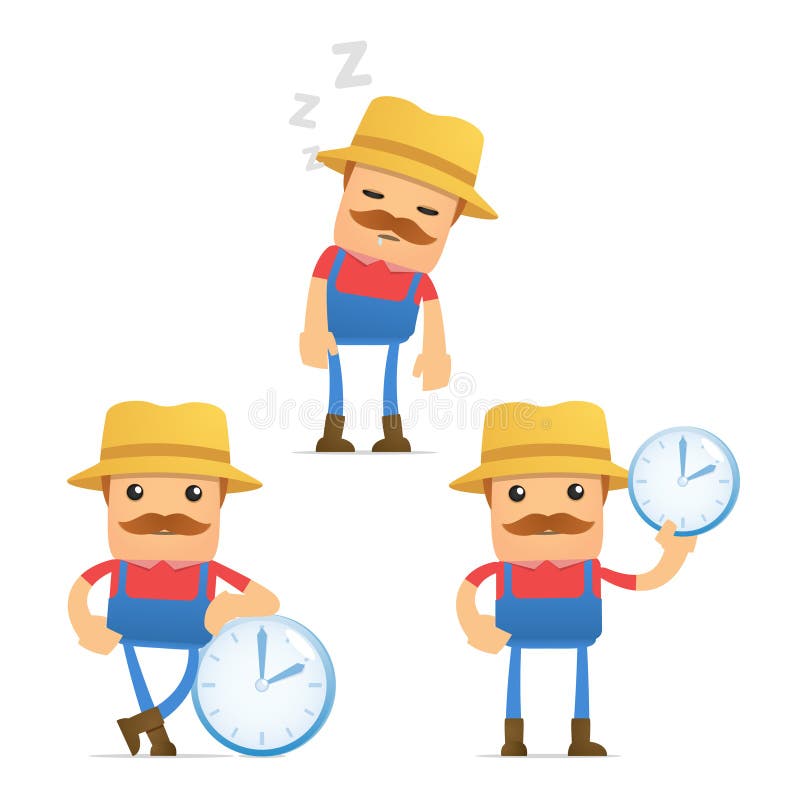 Set of funny cartoon farmer stock illustration