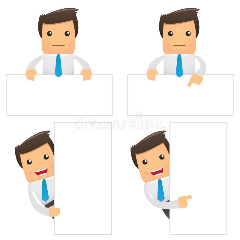 Set of funny cartoon office worker vector illustration