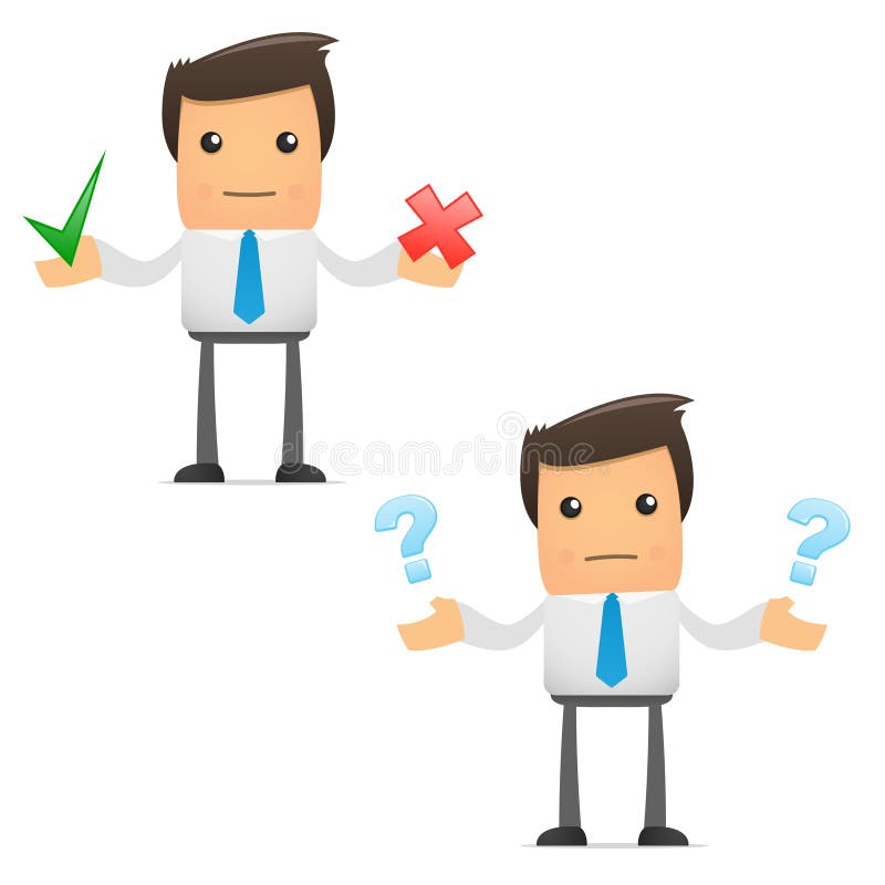 Set of funny cartoon office worker stock illustration