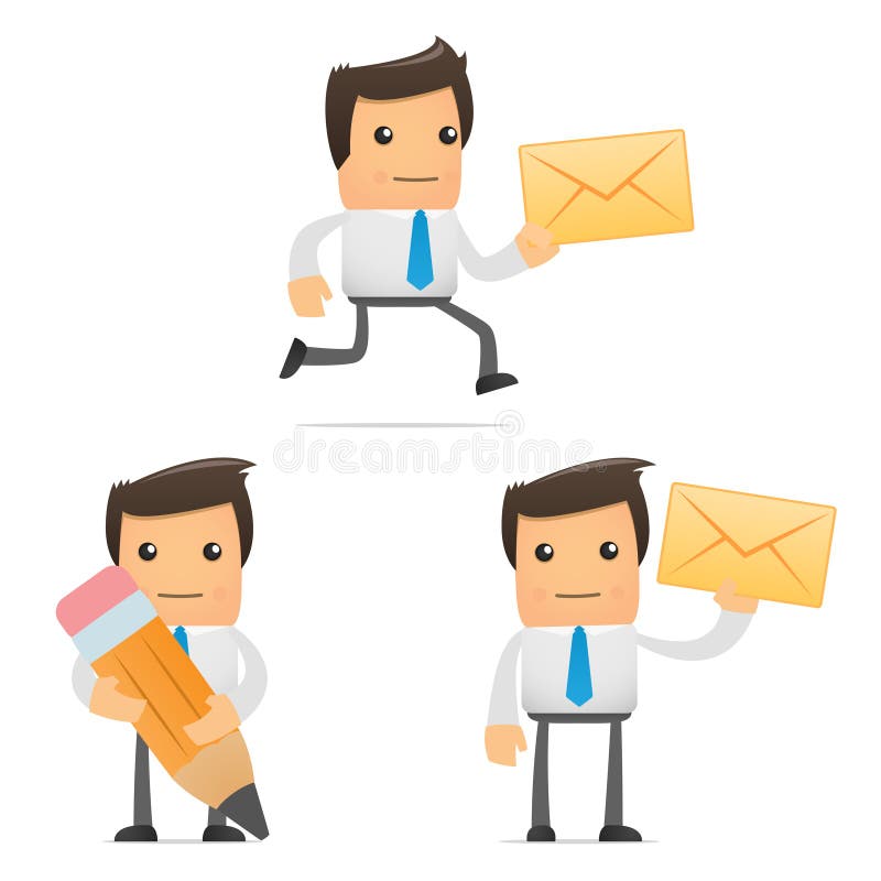 Set of funny cartoon office worker royalty free illustration