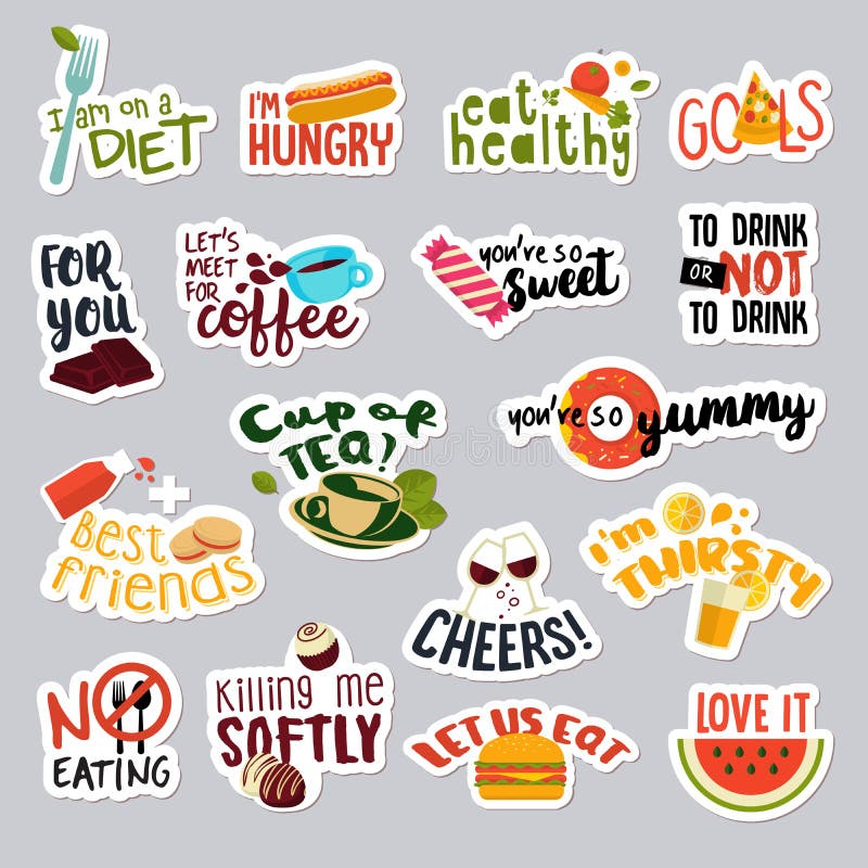 Set of funny food and drink stickers for social network Stock Vector by  ©Variant 137934570