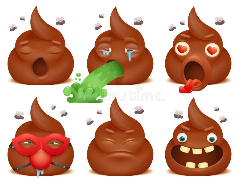Set of Funny Poo Emoticon Cartoon Characters Stock Illustration -  Illustration of dirty, isolated: 95399782