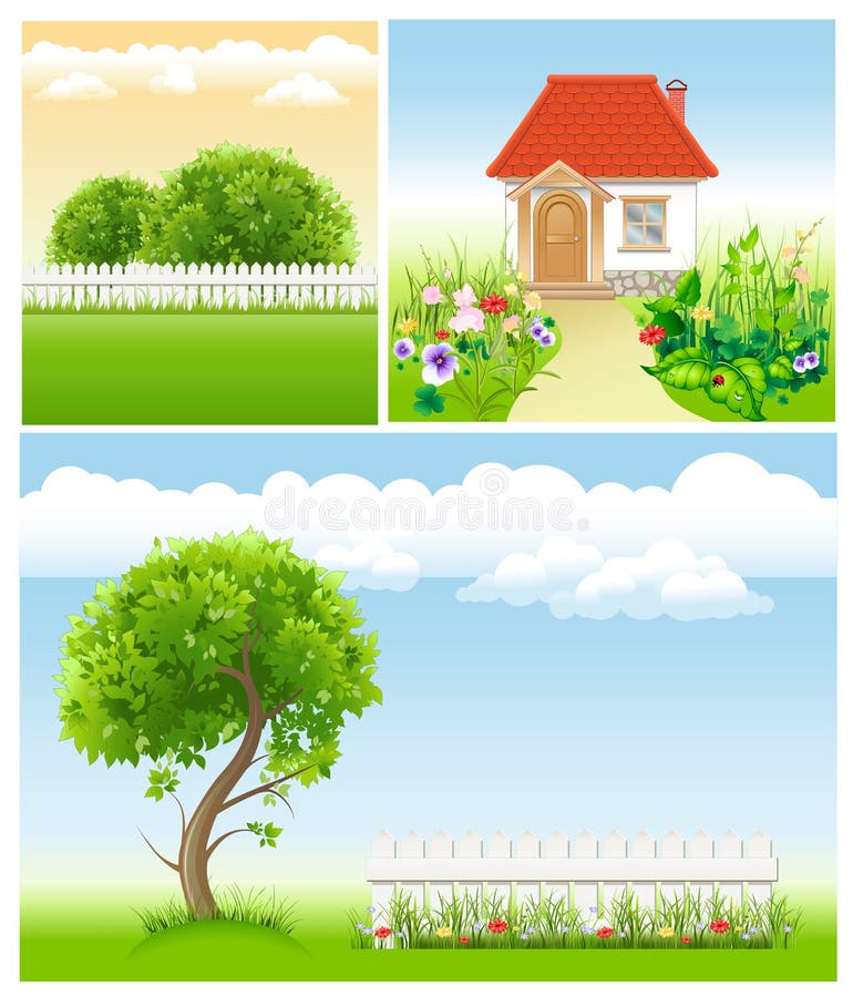 Set of garden images - templates for design