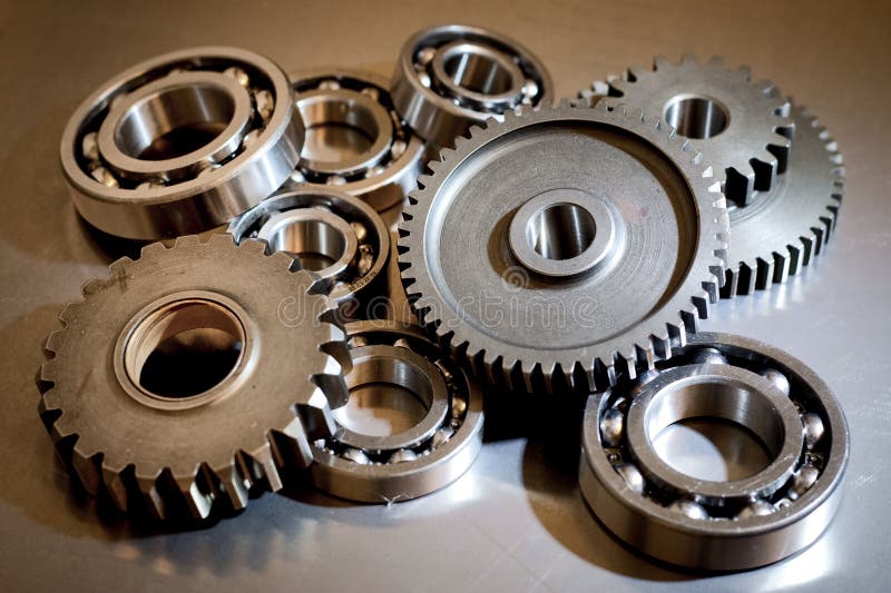 Set of gears and ball-bearings