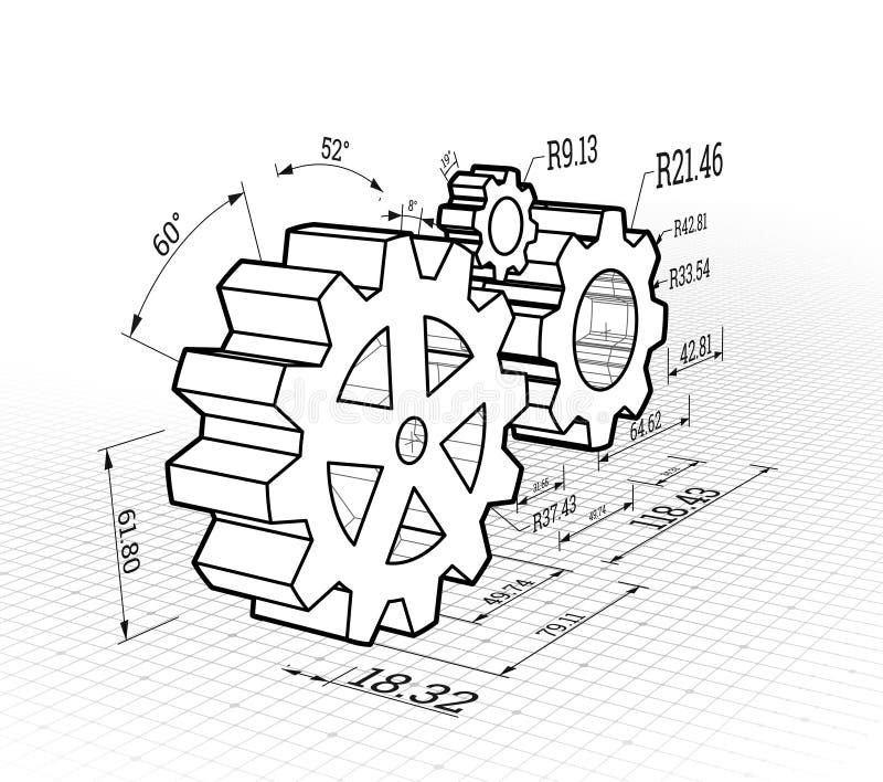 Gears blueprint stock vector. Illustration of blueprint 18344699