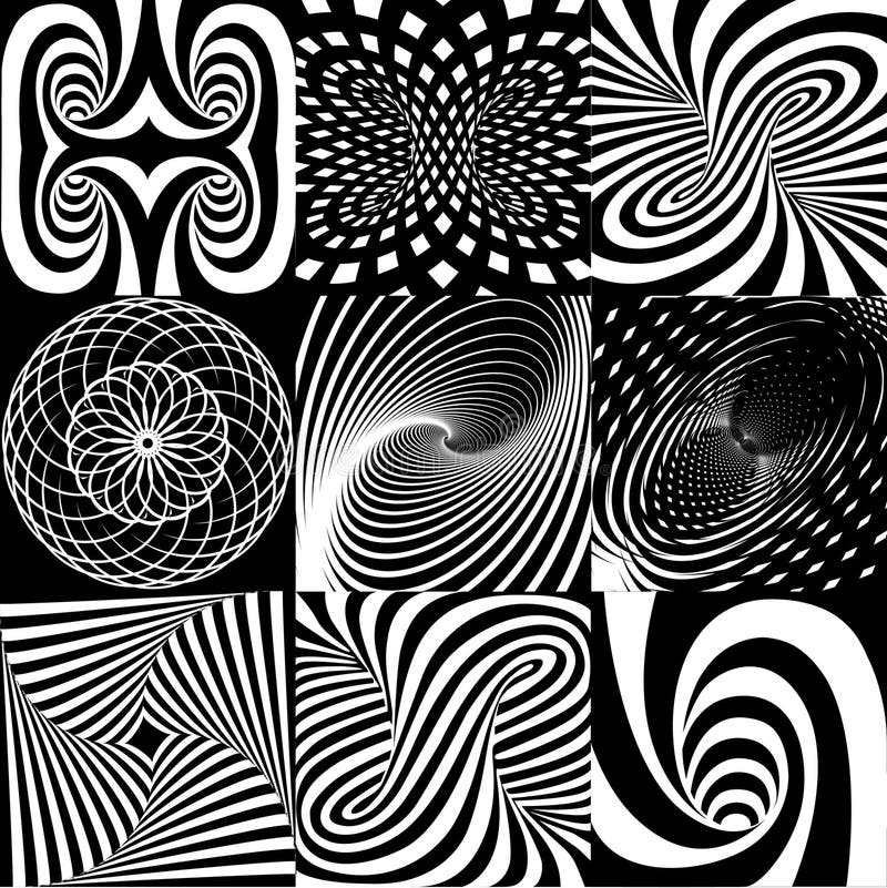 Optical Art in Black and White Stock Vector - Illustration of trick ...