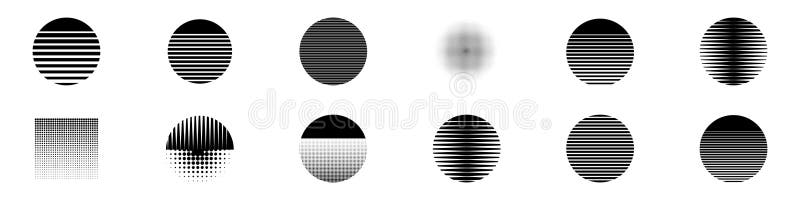 Set of geometric shapes with lines and patterns vector illustration