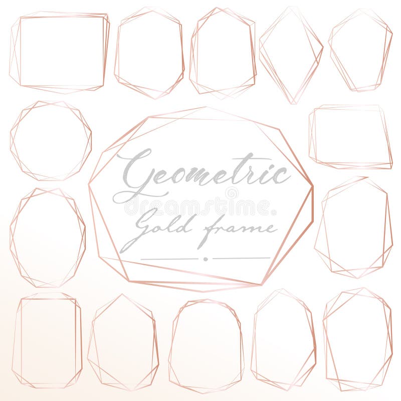 Set geometryczna różowa złoto rama, Dekoracyjny element dla ślubnej karty, zaproszenia i logo, royalty ilustracja Set geometryczna różowa złoto rama, Dekoracyjny element dla ślubnej karty, zaproszenia i logo, royalty ilustracja