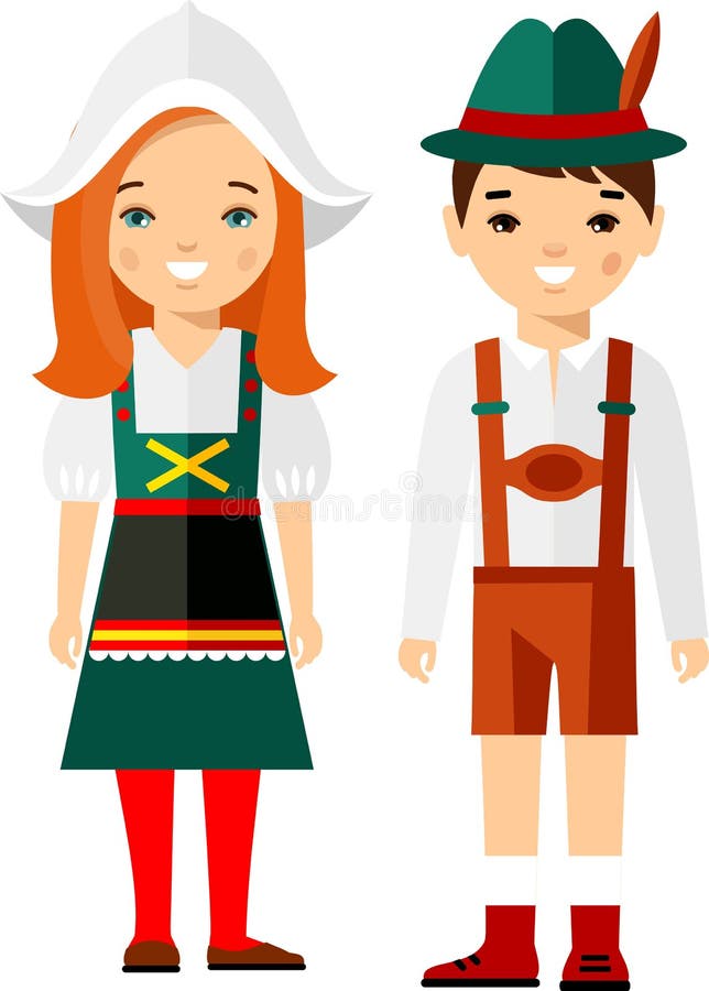 Vector Illustration of German Children, Boy, Girl, People Stock Vector ...