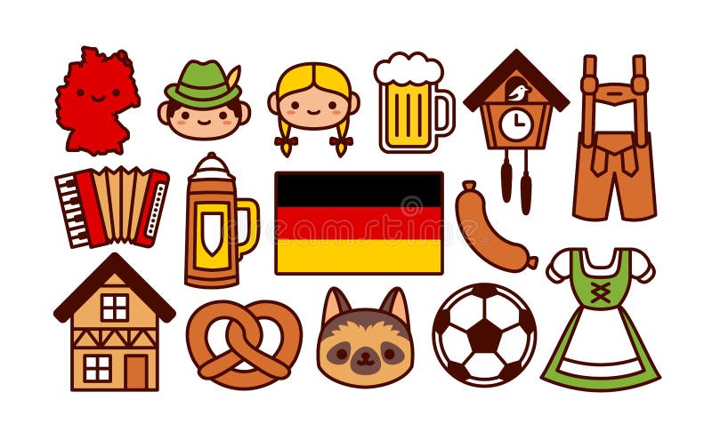 Set of Germany Cartoon Icons Isolated Stock Vector - Illustration of germany,  cartoon: 145038840