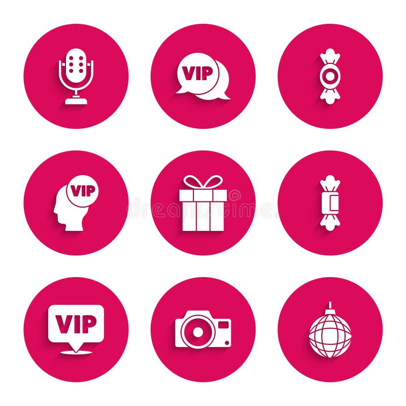 Set Gift Box, Photo Camera, Disco Ball, Candy, Location Vip, Inside