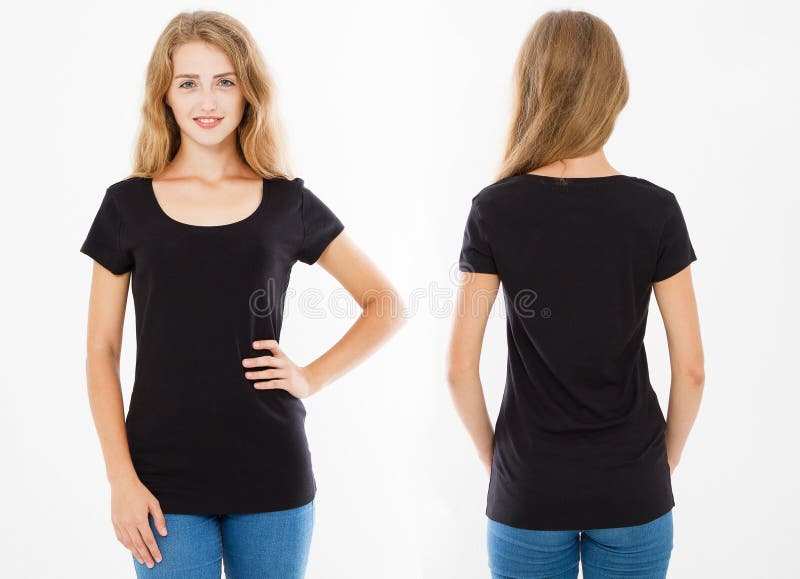 plain black t shirt front and back for girls