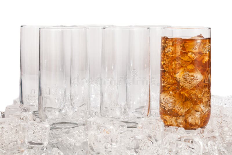 Set of glass cups with drink royalty free stock photo