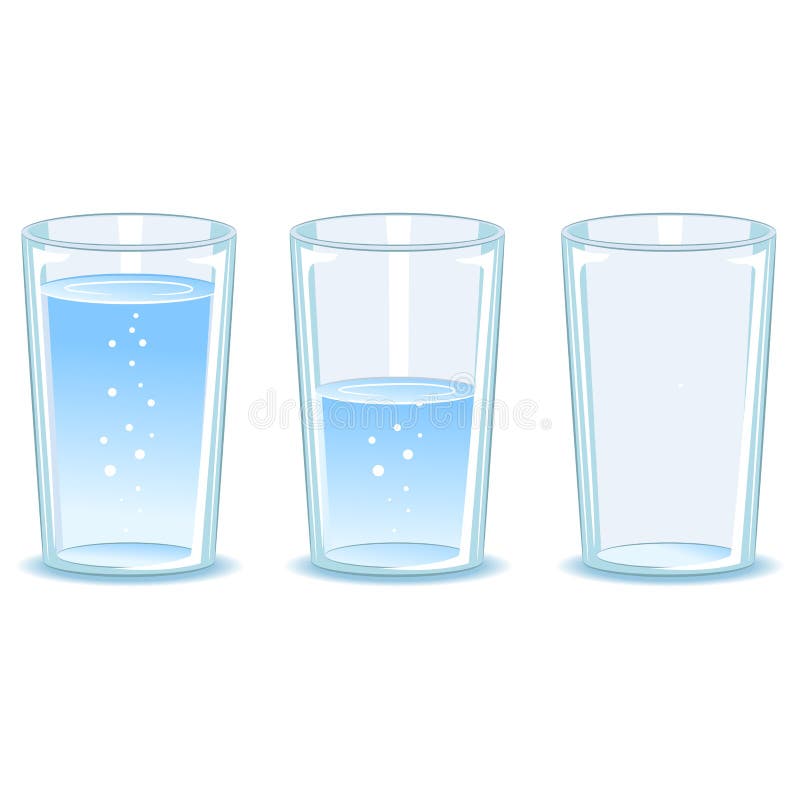Set Glass of water vector illustration