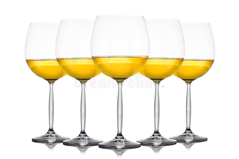 Set of Glasses for White Wine on White Background Stock Image Image