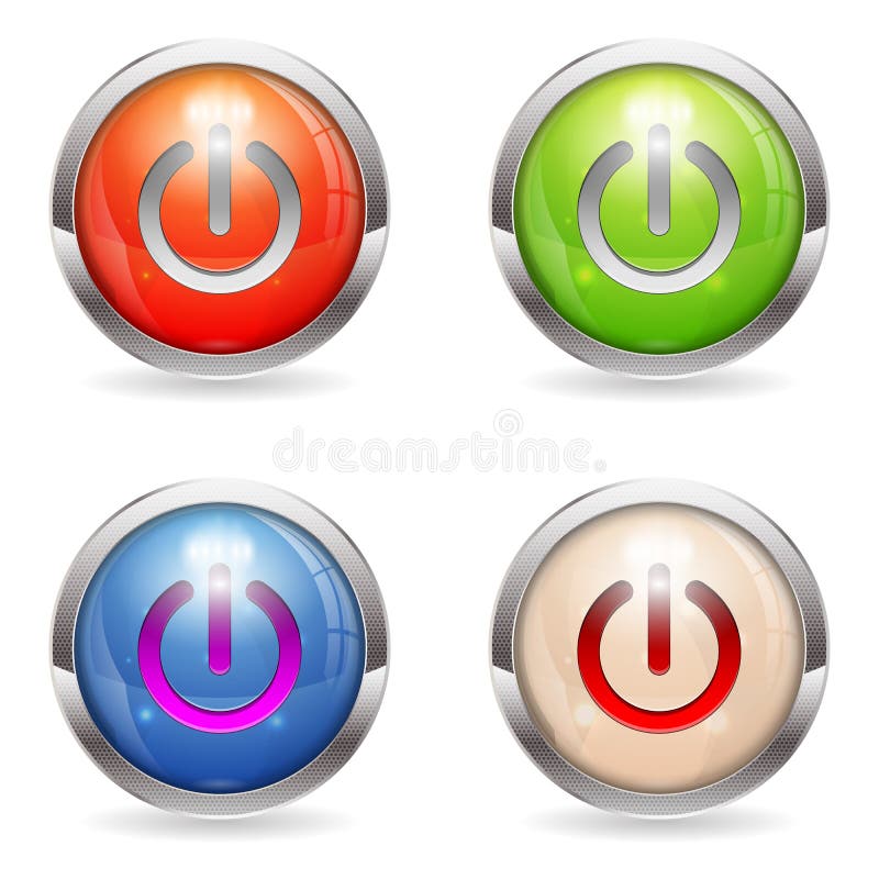 Set Gloss button with Switch vector illustration