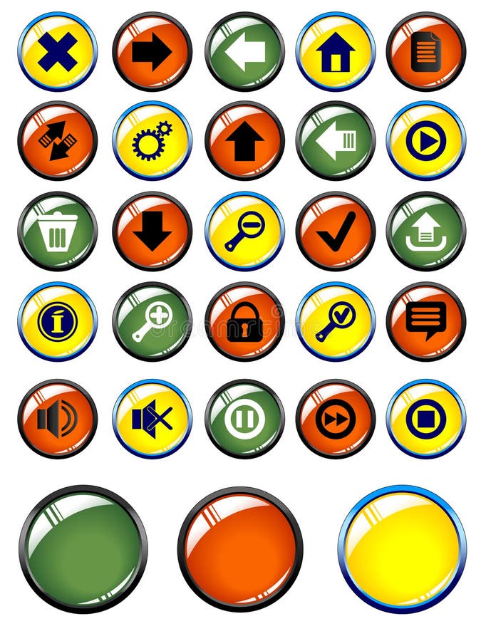 Set of glossy buttons for the web