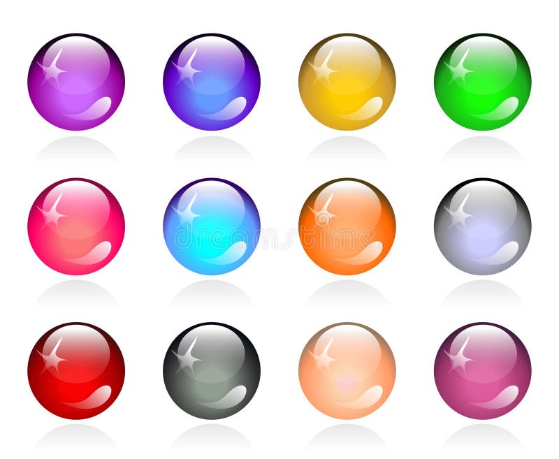 Set of glossy color round buttons