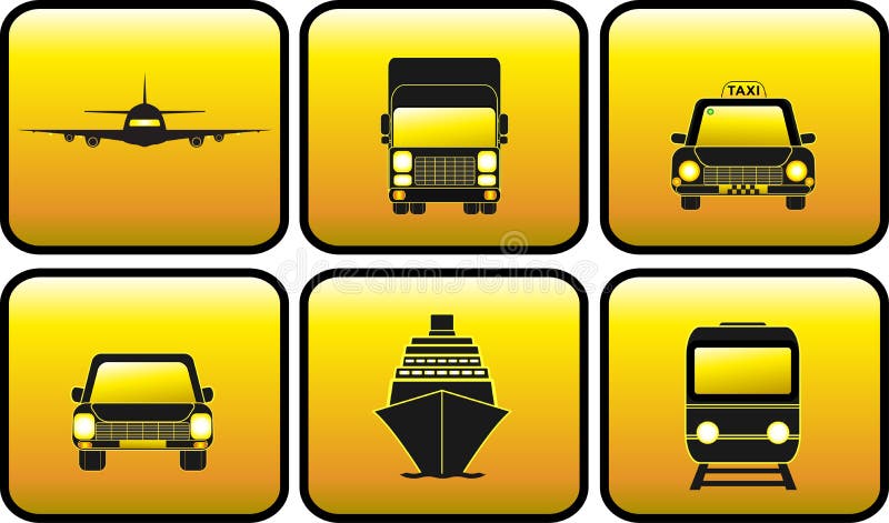 Set glossy transport icon vector illustration