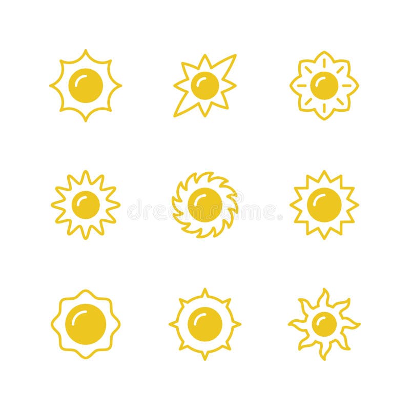 Set glyph icons of sun stock vector. Illustration of isolated 165544986
